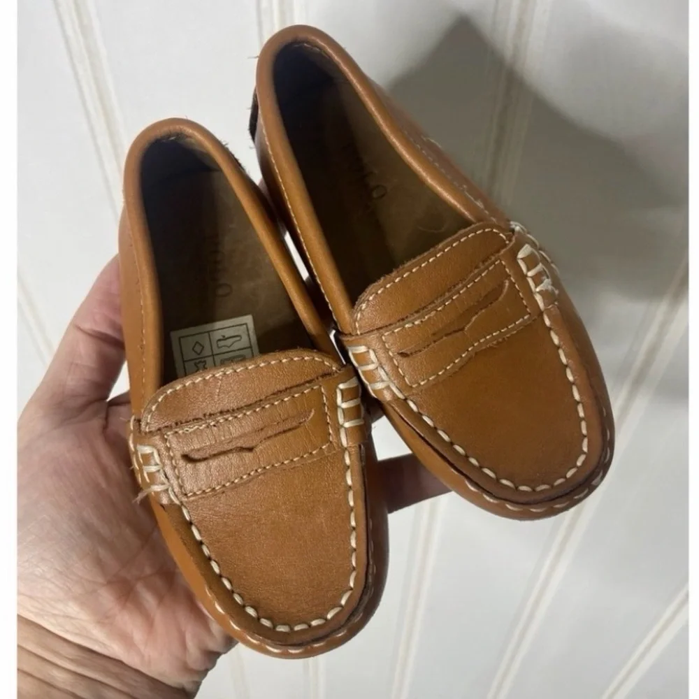 POLO RALPH LAUREN Penny Loafers Drivers TELLY Leather - Color Tan Toddler Sz6
